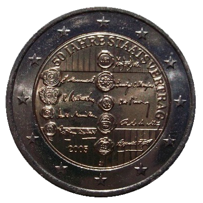 2 euros conmemorativa 50 Aniversario del Tratado de Estado de Austria